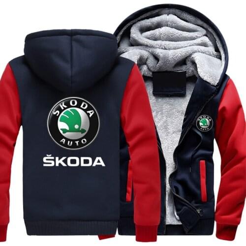 New Winter Skoda Logo Hoodies Jacket Men Fashion High Quality Casual Wool Liner Fleece Sweatshirts Male Hoody Coat