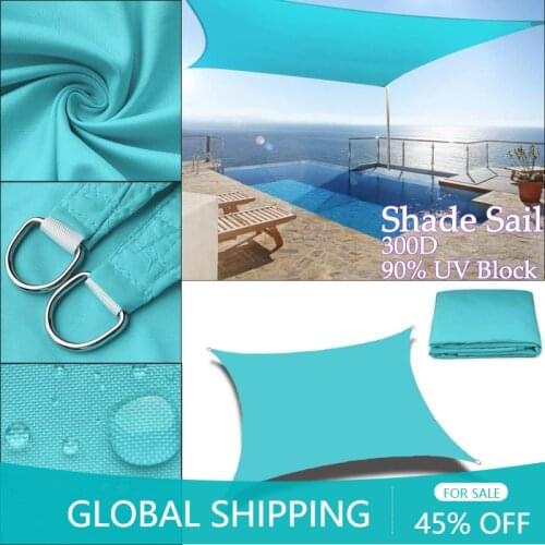 Sky Blue 300D Waterproof Square Rectangle Shade Sail Garden Terrace Canopy Swimming Sun Shade Camping Outdoor Parking Awning