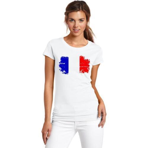 BLWHSA Top Quality Tee Shirt France Fans Cheer T-shirts Women France Nostalgic Flag Printed Costume for Women