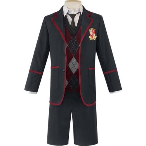 Adult Men Costumes The Umbrella School Uniform Academy Costume Halloween Cosplay Outfit Suit Coat Pant Tie Vest