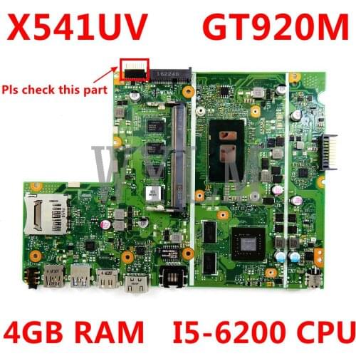 X541UV 4GB RAM GT920M I5-6200CPU mainboard For ASUS X541UA X541UV X541U F541U R541U laptop motherboard 90NB0CG0-R02100 tested OK