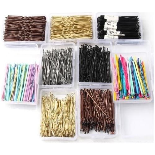 50/100pcs Colorful Wedding Alloy Bobby Pins Hair Clips Hairpins Barrette Hairpins Black Side Wire Word Folder Styling Tools