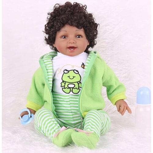 Factory silicone reborn baby doll Nontoxic black skin african boy girl with real baby clothes simulation rag doll for kids toys