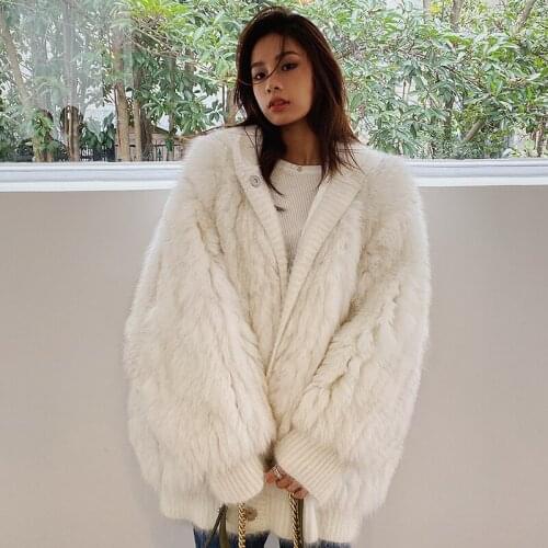 Luxury 2020 New Fashion Brand Real Fur Coat Winter Jacket Women Natural Fox Fur Hooded Outerwear Streetwear Oversize Loose