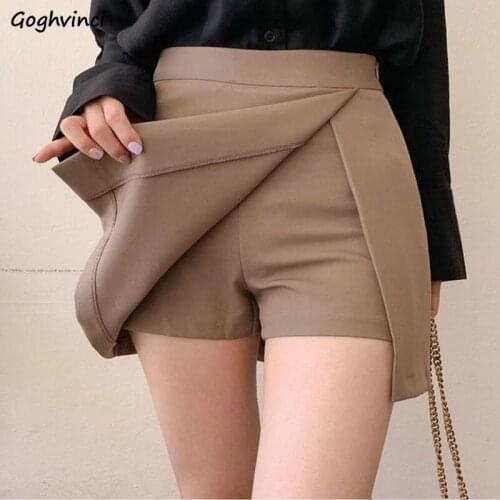 Shorts Women Asymmetrical Casual Solid Fashion High Waist Ulzzang Chic Stylish Skinny Sexy Side-slit Tender Ladies Elegant New