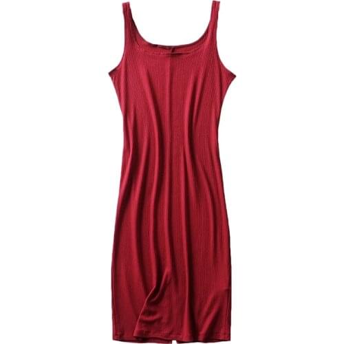 2021 Summer Bodycon women Knit Tank Top Dresses Elastic sexy Slit split bag hip Vestidos casual sleeveless Strap vest Midi Dress