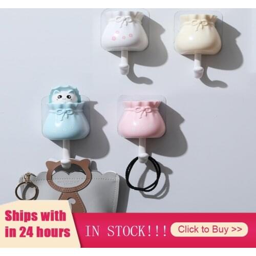 1Pcs Cute Cartoon Cat Key Holder Magnet Hook Sticker Home Decoration Hook Creative Hooks Sticker Kitchen Organizer