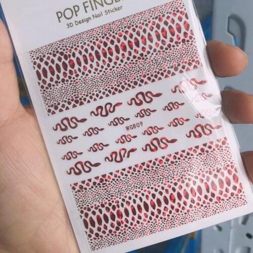 1Pc Nail Art 3D Sticker Snake Skin Designer Nail Self-adhesive Decals Punk Nail Stickers Nail Art Decoration For Fingernail Tips