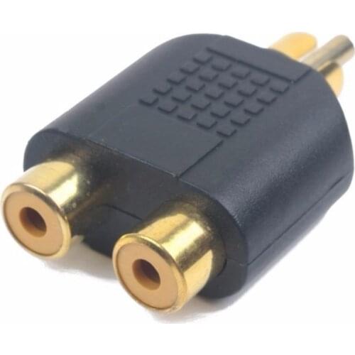 100 pcs Gold Plated RCA Adapter Audio Y Splitter Plug 1 Male to 2 Female