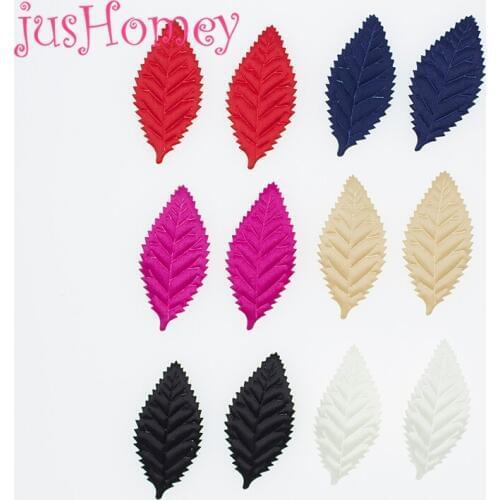 100PCS Mixed Colors Satin Tree Leaf Appliques Embossed Leaves Florist Artificial Leaf for Fall Garlands, Party Decoration