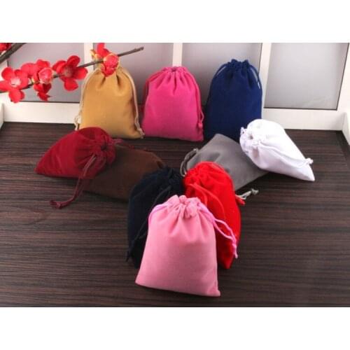 100pcs High quality velvet small drawstring bags 8*10cm jewelry bags wholesale custom velvet gift pouches for jewelry packaging