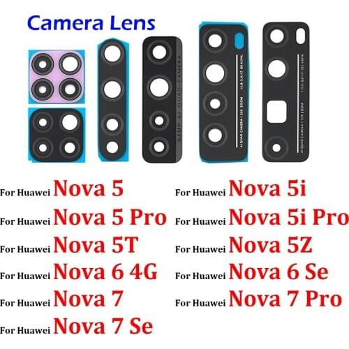 20pcs Back Camera For Huawei Nova 3 3i 4 4e 5i 5 Pro 6Se 7 Pro 7Se Glass Camera Lens Cover with adhesive sticker Repair part