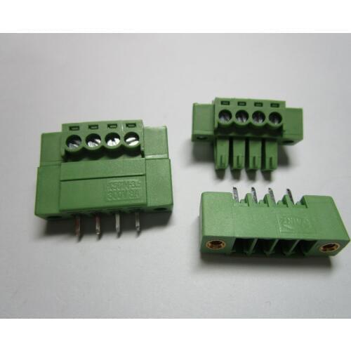 200 pcs With Embossmen Straight 4 pin Pitch 3.5mm Screw Terminal Block Connector Green Color Pluggable Type with straight pin