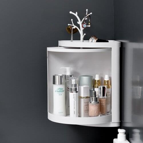 360° Rotating Bathroom Shelf Shampoo Cosmetic Storage Rack Wall Mounted Organizer Holder Kitchen Bathroom Accessories