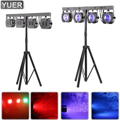 4X60W COB RGBW 4IN1 Par Light Beam Strobe Effect Stage Lighting 6/9/21CH DMX512 Voice Pedal Control DJ Disco Prom Party Indoor