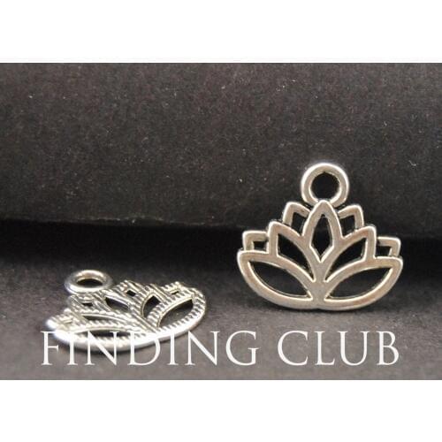 50 pcs Zinc Alloy Tibetan Silver Color Lotus Flower Charms Pendant Fit DIY Metal Bracelet Necklace Jewelry Findings A771