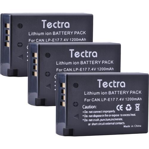 Tectra 3pcs LP-E17 7.4V 1200mAh Li-ion Camera battery bateria for Canon EOS 200D Rebel T6i 750D T6s 760D 800D M3 8000D Kiss X8i