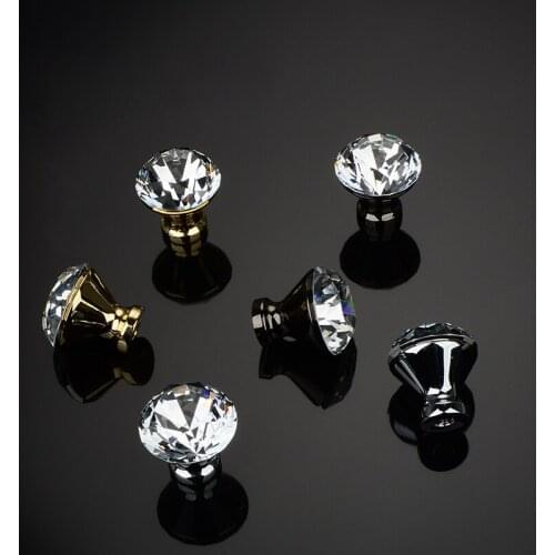 Diamond Crystal Handles Glass Knobs Cupboard Drawer Pulls Kitchen Cabinet Door Wardrobe Pull Knobs Furniture Hardware Handle