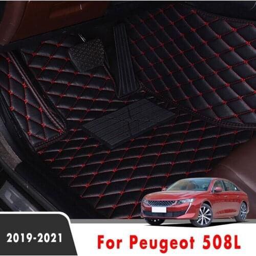 Car Floor Mats For Peugeot 508L 2021 2020 2019 Leather Carpets Custom Auto Styling Foot Pads Car Accessories Interior Covers