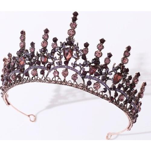 Baroque High Crystal Tiaras And Crowns Crystal Princess Pageant Headband Wedding Hair Accessories Evening Dress Bridal Jewelry