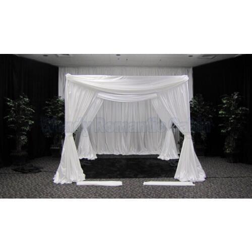 Free Shipping 3M x 3M x 3M white color square canopy drape with stainless steel Stand,wedding stage curtain church drapes