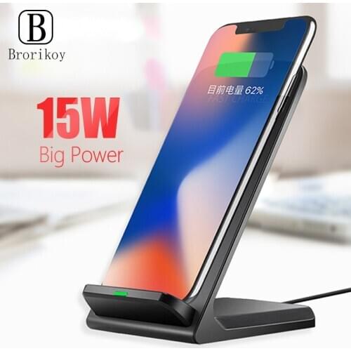 15W Qi Wireless Charger Stand Dock Fast Wireless Charging Station Dock for Samsung S20 Note 10 iPhone 11Pro X Max Quick Charging