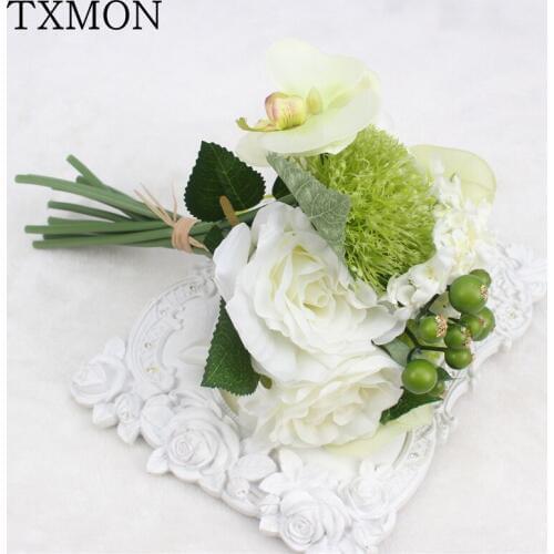 1 Bunch Rose Orchid Berries Hybrid Flower Bouquet Perfect Quality Silk Artificial Flowers For Wedding Decoration Home Decor