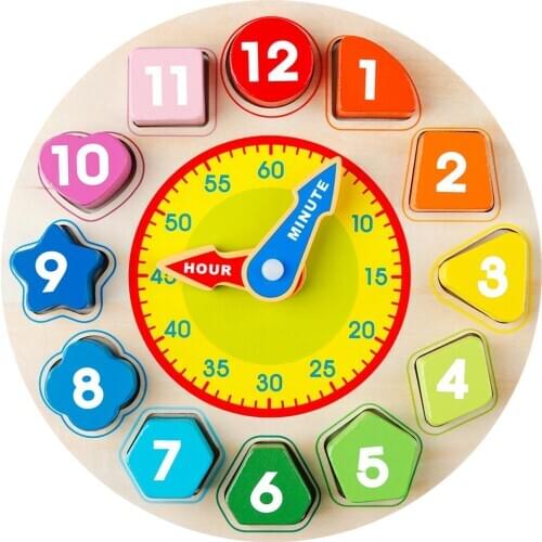 Coogam Wooden Shape Color Sorting Clock – Teaching Time Number Blocks Shape Stacking Sorter Toys Gift for Toddles Kids