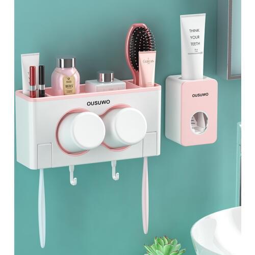 Storage Toothbrush Holder High Capacity Place Cup Toothbrush Toothpaste Home Bathroom Accessories Automatic Toothpaste Dispenser