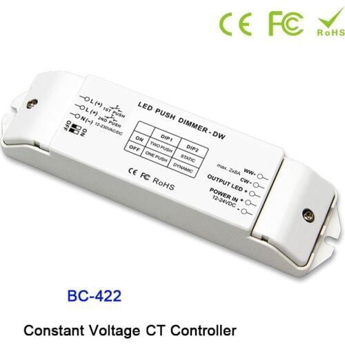 BC-422 CV PWM CT Controller DIP Switch And Duplex Push Dim Button DC12V-24V Input;8A*2CH output for led strip tape light