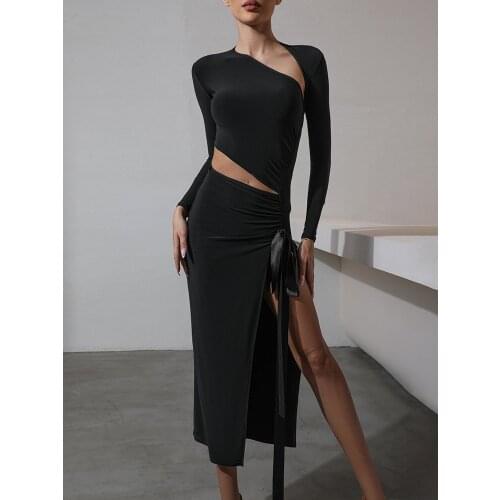 ZYMdancestyle This Is Soul Dress #2065 Ballroom Latin Wear long split dance dress sexy rumba salsa dress performance stage wear