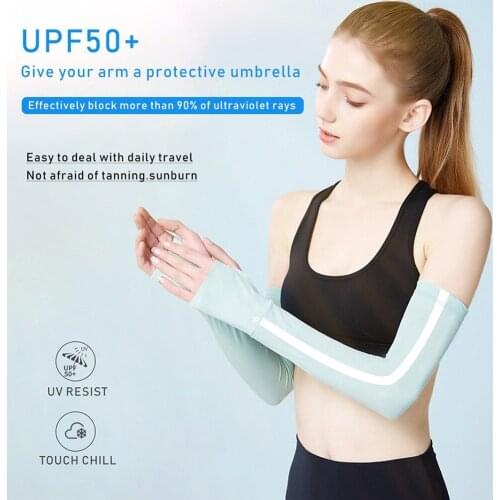 Unisex Ice Silk Running Arm Sleeves Hand Protector Long Gloves Sun UV Protection Cycling Arm Cover Half Finger Sleeve Arm Warmer