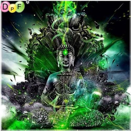 DPF diamond embroidery Green Buddha diamond painting cross stitch needlework diamond mosaic full square rhinestone home decor