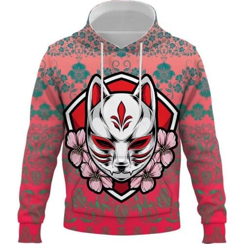 Japanese style Fox demon mask Hoodies 3D Men Women Sweatshirts Unisex Tracksuits Fashion Casual Streetwear Hooded Brand Pullover