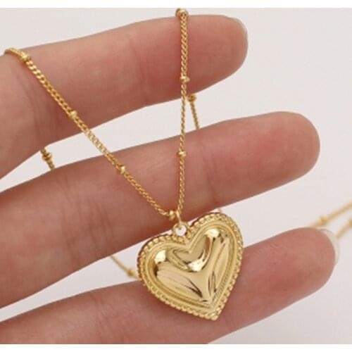 Korean fashion simple sweet peach heart-shaped long temperament net celebrity explosion retro necklace wholesale
