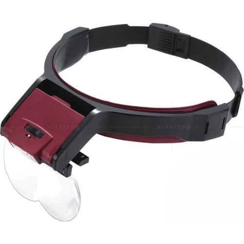 1.7X 2X 2.5X 4.5X 4pcs Lenses Head Wearing LED Magnifier Loupe Medical Magnifying Glass for Dentist Clock Mobile Phone Repair