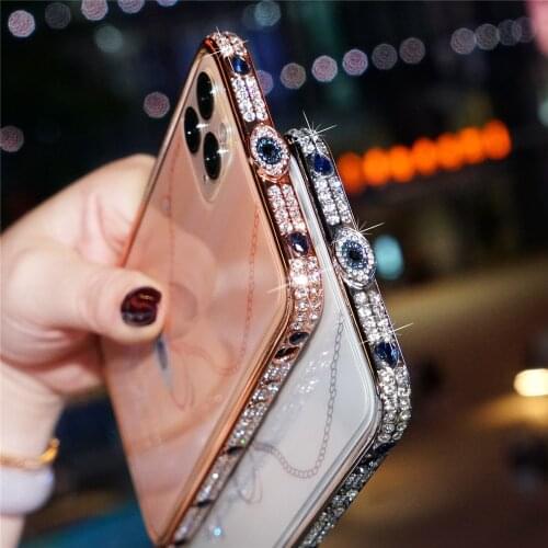 Bling Diamond Glitter Rhinestone Metal Bumper Case For iPhone 11 Pro Max Xs Max Xr X 6 6S 7 8 Plus SE 2020 Case Crystal 11 Cover