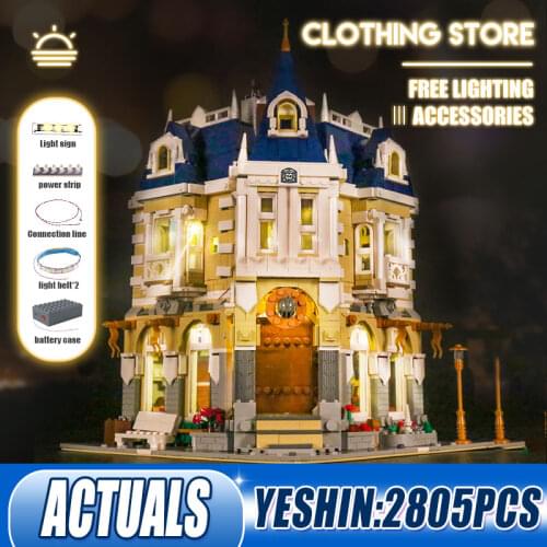 MOULD KING 11005 MOC The Street Costume Shop With Led Light Building Block Assembly Bricks Educational Toys Kids Christmas Gifts