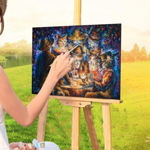 Oil Painting Style Cat Poker Coloring By Numbers Painting Set Oil Paints 40*50 Painting On Canvas Loft Wall Handiwork