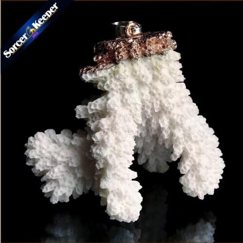 Natural Stone Raw White Coral Pendant Necklace Druzy Drusy Elestial Skeletal Cluster Specimen Fit Jewelry Making AA292