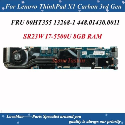 Wholesale FRU 00HT355 For Lenovo ThinkPad X1 Carbon 3rd Gen Laptop Motherboard 13268-1 448.01430.0011 with I7-5500U CPU 8G RAM