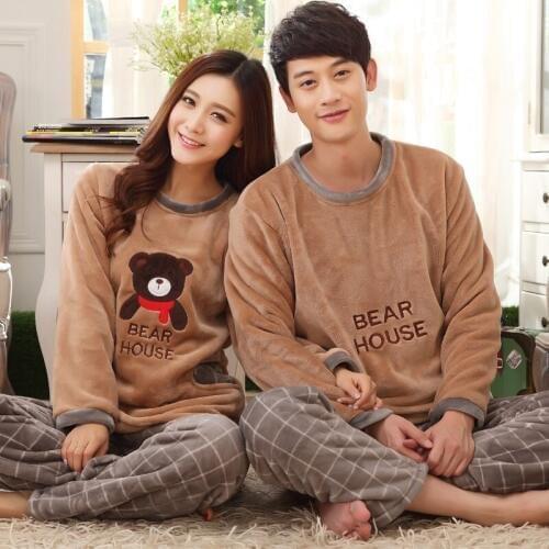 Autumn And Winter Lovers Sleepwear Coral Fleece Thickening Flannel Sleepwear Lounge
