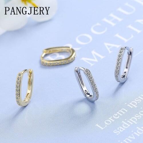 PANGJERY 925 Sterling Silver Hoop Earrings for Women Fashion Creative Sparkling Micro Inlaid Zircon Circle Party Jewelry Gifts