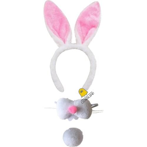 Easter Bunny Ears Headwear for Women Girls Rabbit Ears Headband Bunny Nose Rabbit Tail Lolita Accessories Festival Hair Props