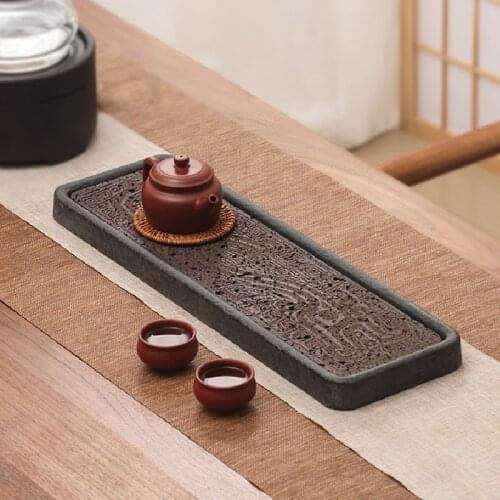 Water Storage Tea Tray Drainage Stone Dry Bubble Japanese Large Kung Fu Tea Tray Luxury Bandeja Comida Kitchen Teaware DG50CP