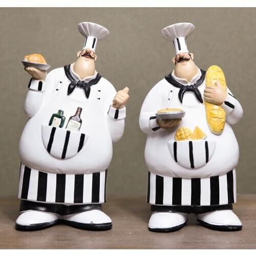 2Pcs/Set Resin Wall Hanging Chef Figurines Vintage Creative Ornaments For Home Christmas Decoration Supplies Gifts R4823