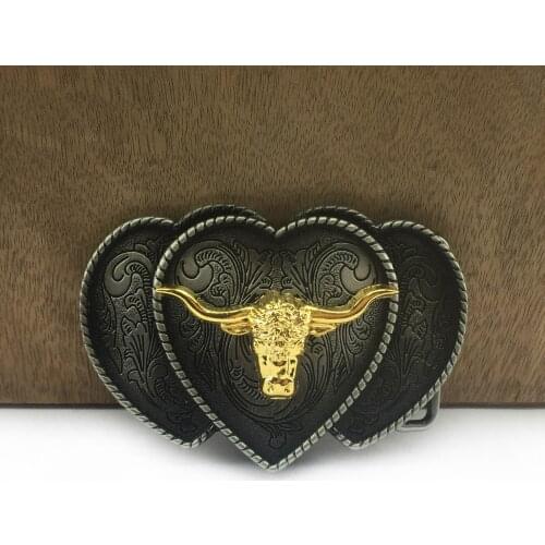 Buckle Club retro zinc alloy western bull head belt buckle cowboy jeans belt buckle FP-03723 with 4cm width loop drop shipping