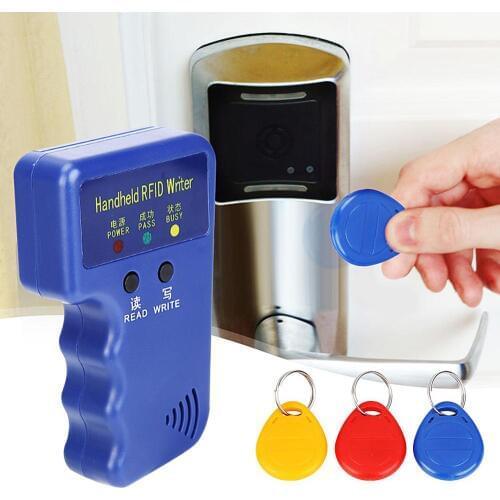 Handheld 125KHz RFID Duplicator Copier Writer Programmer Reader+EM4305 Rewritable ID Keyfobs Tags Cards