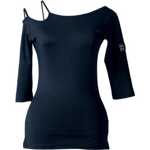 Half Sleeve O-neck black white polyester Latin Dance Top For Women Dancing Shirts Sexy Ballroom Tango Costume Performance Wear