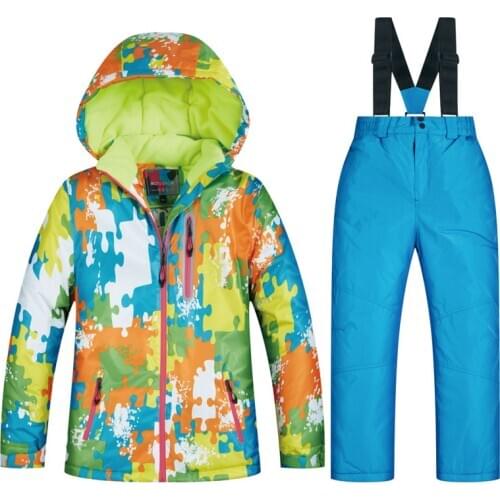 High Quality Kids Ski Suit Super Warm Boys Girls Ski Jacket Pants Set Waterproof Snowboarding Jacket Winter Children Skiing Suit